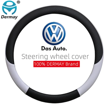 DERMAY Brand de Mașină din Piele Capac volan pentru VW Golf 2 3 4 5 6 7 MK2 MK3 MK4 MK5 MK6 MK7 Gti Auto Accesorii de interior