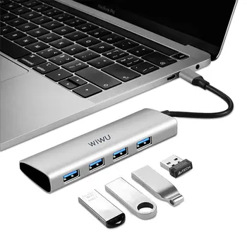 WIWU Hub USB 4 Porturi Multiple USB Adaptor pentru MacBook Pro de Aer USB Splitter Tip C Hub pentru Samsung Încărcare Rapidă pentru Laptop Hub USB 3.0