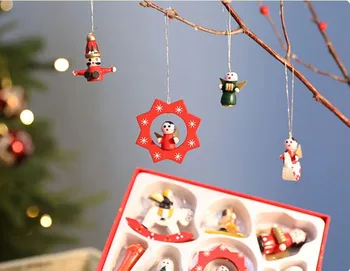 Decor de crăciun Pandantiv Drăguț Moș Crăciun, om de zăpadă Papusa de Lemn Pentru Acasă Ornamente pentru Pomul de Craciun pentru Copii Cadouri de Crăciun