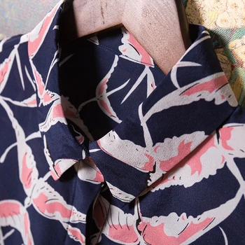 SuyaDream Femei Imprimate Bluza REALE MĂTASE cu Mâneci Lungi Birou Doamnă Rândul său, în Jos Guler Bluze de Birou 2019 Toamna Tricou
