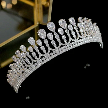 Tiara Coroana Zirconiu Bijuterii De Nunta Bentita De Calitate Superioară 2019 Coroana Articole Pentru Acoperirea Capului Zircon Fata Mireasa Cadou