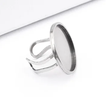 5pcs inel din otel inoxidabil spații 25mm cabochon rotund de sticlă setări de baze de diy bezel tăvi pentru a face bijuterii