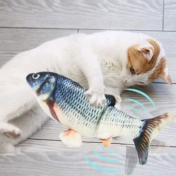 Electrice În Mișcare De Pește Pisică Jucărie Realist De Pluș Simulare Electric Datul Pește Pisică De Jucărie Jucării Interactive Amuzante Animale De Companie Perna Mesteca