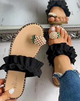 Femei Papuci De Casă Ananas Pearl Tv Cu Degetul Boem Pantofi Casual, Sandale De Plajă Doamnelor Pantofi Platforma Sandalias De Mujer 2020