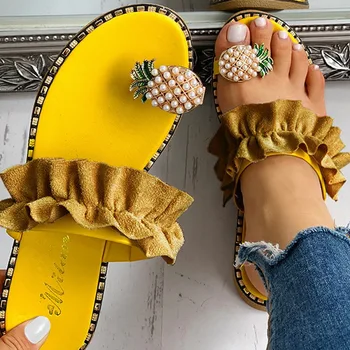 Femei Papuci De Casă Ananas Pearl Tv Cu Degetul Boem Pantofi Casual, Sandale De Plajă Doamnelor Pantofi Platforma Sandalias De Mujer 2020