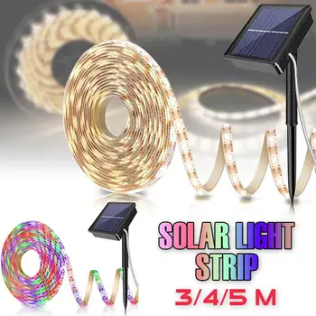 Alimentat cu energie solară 5M 150LED Benzi de Lumină SMD2835 de Iluminat Flexibile Panglică Bandă 8 Moduri Impermeabil Benzi cu LED-uri lumina de Fundal de Gradina Decor