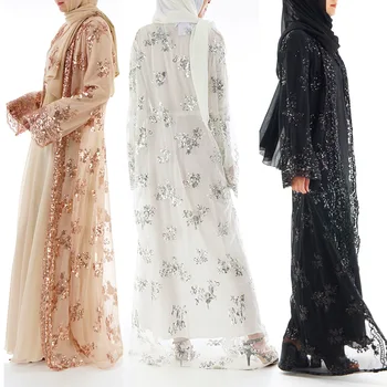 Femeia Musulmană Abaya Dubai Lux Paiete Kimono cardigan halat Musulman Rochie Broderie Dantela Ramadan Caftan Femei turcă