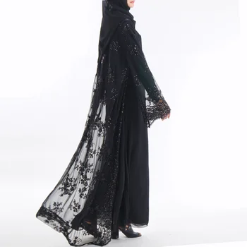 Femeia Musulmană Abaya Dubai Lux Paiete Kimono cardigan halat Musulman Rochie Broderie Dantela Ramadan Caftan Femei turcă