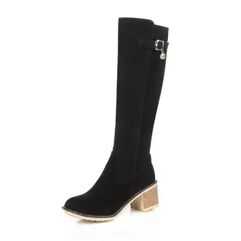 MORAZORA 2020 new sosire cizme femei rotund toe toamna iarna genunchi ridicat cizme cu fermoar, cu cataramă moda pătrat pantofi de femeie