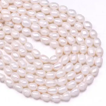 Eliptice Alb Perle Naturale, Perle de apă Dulce Vrac Margele Spacer Pentru DIY Brățară Colier Bijuterii de Luare Strand 14