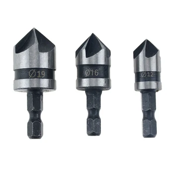 3PCS 12mm 16mm 19mm Countersink Burghiu Set de 90 de Grade Șanfrenare Cutter Mayitr Pentru Lemn Metal
