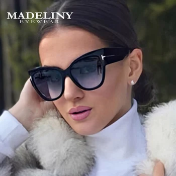 MADELINY Brand de Lux ochelari de Soare Femei Supradimensionat Cadru Ochi de Pisica Ochelari de Soare Vintage Tom Ochelari oculos de sol UV400 MA344