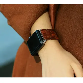 Lemn curea Pentru Apple watch band 44mm 40mm iWatch trupa 42mm 38mm Metal Fluture brățară pentru Apple watch seria 6 5 4 3 se