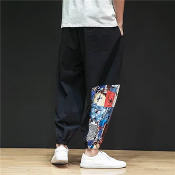 2020 Liber Casual Pantaloni Harem De Bărbați Harajuku Mozaic Bărbați Pantaloni Stil Chinezesc Lenjerie Vintage Retro Streetwear Barbati Pantaloni