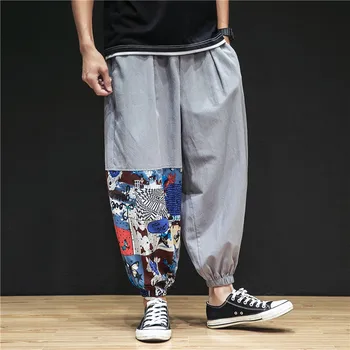 2020 Liber Casual Pantaloni Harem De Bărbați Harajuku Mozaic Bărbați Pantaloni Stil Chinezesc Lenjerie Vintage Retro Streetwear Barbati Pantaloni