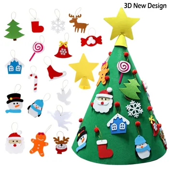 OurWarm 3D DIY Pom de Crăciun cu Ornamente Jucărie de Crăciun Decorare pentru Copii 2019 Cadouri de Anul Nou Decorare de Crăciun Simțit Copac