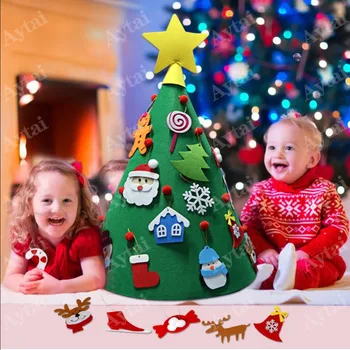 OurWarm 3D DIY Pom de Crăciun cu Ornamente Jucărie de Crăciun Decorare pentru Copii 2019 Cadouri de Anul Nou Decorare de Crăciun Simțit Copac