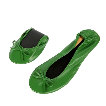 Pantofi verde Apartamente Portabil Ori, coafura, Pantofi Plat Roll-Up Pliabil Balet după Petrecerea de Pantofi Pentru Mireasa Nunta Petrecere