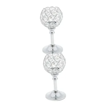 2 buc de Argint 16,5 cm Cristal Metal Lumânare Titularului de Lumanari de Nunta Sărbătorile de Crăciun Evenimente de Masă Decor Ornament