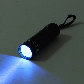100buc/lot Mini Portabil de Aluminiu UV uv Blacklight 9 LED-uri UV lanterna Lanterna Lumina Lămpii