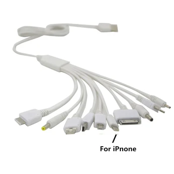 1buc 10 in 1 pin multifuncțional multi-head cablu de încărcare alb universal USB cablu de date cablu de sârmă încărcător multi-scop