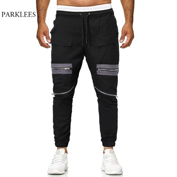 Stil Preppy Barbati Casual Pantaloni Multi Fermoare Mozaic Brand Pantaloni de Bumbac pentru bărbați Primăvară Toamnă Pantalon Sport Homme