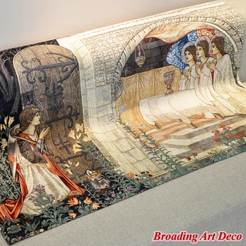 Realizarea II Medievale Tapiserie de pe Perete William Morris Sfântul Graal Tapiserii Jacquard Țese Goblen Art Deco 140x98cm