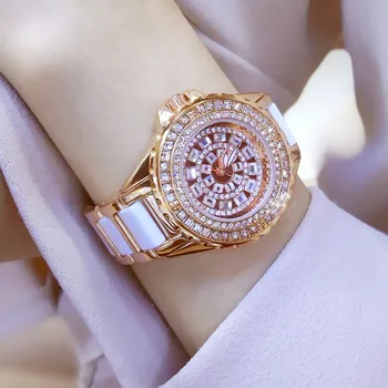 2020 top brand de lux încheietura mîinii ceas pentru femei alb ceramic trupa doamnelor cuarț moda pentru femei ceasuri strasuri negre BS