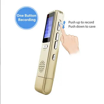 Reîncărcabilă Digital Recorder de Voce Activat de Sunet Player MP3 Audio Recorder cu Carcasa de Metal pentru Prelegeri, Întâlniri de Aur V25