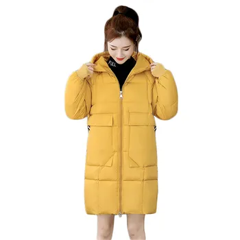 Haina de iarna pentru Femei Galben Supradimensionat Liber în Jos Bumbac Jachete 2020 Toamna Noua Moda coreeană Lung Gros Caldura Hooded Parka JD940