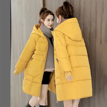 Haina de iarna pentru Femei Galben Supradimensionat Liber în Jos Bumbac Jachete 2020 Toamna Noua Moda coreeană Lung Gros Caldura Hooded Parka JD940