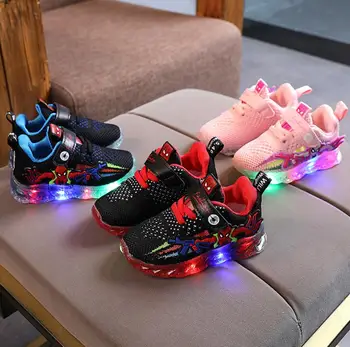 Moda LED luminat Copii Pantofi Cool Spiderman Copii Casual Adidasi Copil de Tenis pentru Copii Fete Băieți Pantofi Încălțăminte