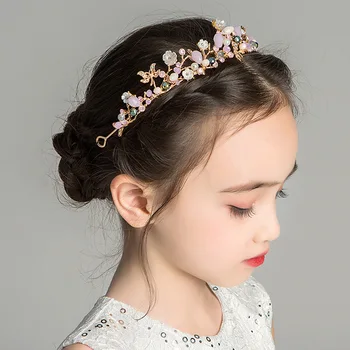 Copii, articole pentru acoperirea capului cap coroană de flori benzi fete accesorii de par fete printesa perla bentita de performanță