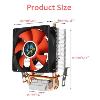 8cm 80mm Mini 2 Heatpipes PC Cooler CPU Radiator Calculator de Răcire Ventilator pentru LGA 775/1155/1156 AMD AM2 AMD3 Transport Gratuit