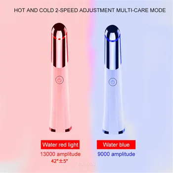 Mini masaj pentru ochi pen sonic ion ochi aparat de masaj vibratoare pen cald rece albastru rosu lumina pielea încălzită de îngrijire a feței instrumente USB reîncărcabilă