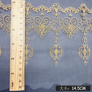 5Yards/ Lot 14.5 cm Lățime Linie de Aur Dantelă Tesatura de Decorare de Îmbrăcăminte Accesorii Tapiterie