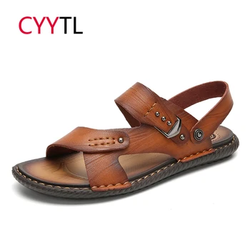 CYYTL Bărbați Sandale de Vară 2021 Flip-Flops Pantofi din Piele Papuci de Plajă în aer liber Casual sex Masculin Apa Pantofi Roman Sandalias Hombre