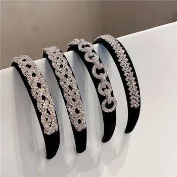 Noi Cristal Benzile de Păr Pentru Femei Lady Lux Strălucitor Căptușit Diamant Bentita de Catifea Cerc Păr Moda Accesorii de Par benzi de Cap