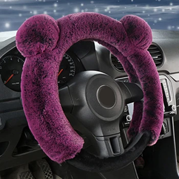 Auto Styling Iarna Cald Lână Faux Pufos Volan Cuprinde 4 Culori de Desene animate drăguț Universale Accesorii de Interior Set