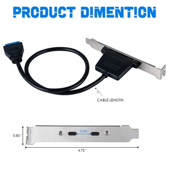 C USB 3.1 Panoul din Spate Extinderea Suportului pentru 20-Pin Header Cablu 2-Port Super-Viteză de Tip C Card de Expansiune pentru PC