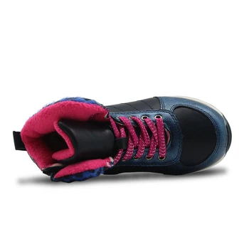 Apakowa Nou Toamna si Iarna Glezna Cizme Fete din Piele Pu Pantofi pentru Copii cu Fermoar Plat Scurt de Pluș Anti-Alunecare Cald Pantofi pentru Copii