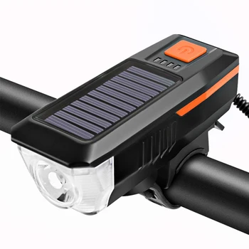 Clopot de biciclete Cu Lumina 2000mAh USB Reîncărcabilă de Energie Solară 3 Moduri de LED-uri de Energie Solara LED Biciclete Lampa Ciclu Lanterna