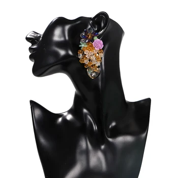 Dvacaman Boem Manual Multi Sticlă De Culoare Floare De Cristal Cercei Ciucure Pentru Femei La Modă Flores Picătură Cercei Legăna Cu Bijuterii
