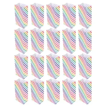 50pcs Pătrat de Jos Rainbow Stripe Copt Pungi de Bomboane Pungi Alimentare, Pungi de Hârtie