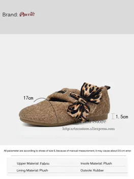 Artmu Original Leopard de Imprimare de Fluture nod Pantofi pentru Femei de Iarnă Pantofi de Pluș în Afara Talpă Moale Manual Pantofi Plat 2020 Nou