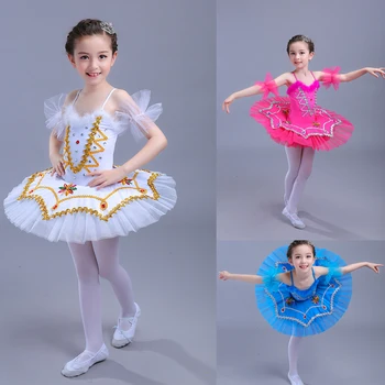 Professionl Balet costume de Balet Copil Lacul Lebedelor Balet în Costum de Balerină Dress Copii Leorard dans Clatita Rochie tutu Pentru Fete