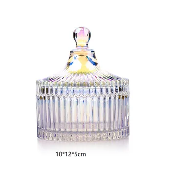 European Retro Cristal De Sticlă Bomboane De Stocare Borcan De Bumbac, Perie De Stocare Mare Borcan Cu Capac De Culoare Caseta De Bijuterii Desktop Acasă Decorare