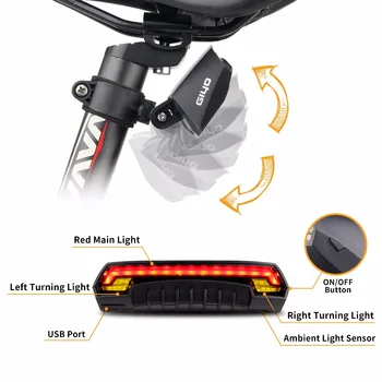 GIYO Biciclete Semnale Rândul său, Lumina din Spate Biciclete Coada Lumina Laser USB Reîncărcabilă Monta LED Biciclete Lumina Ciclism Lanterna Bicicleta Lampa