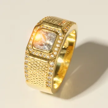 Noi de Vânzare Bărbați aur 18KRGP 1.5 ct Diamant pave cz Austria Cristal Piatra inel de Logodna verighete băieți Dimensiune 7-12 cadou