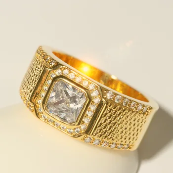 Noi de Vânzare Bărbați aur 18KRGP 1.5 ct Diamant pave cz Austria Cristal Piatra inel de Logodna verighete băieți Dimensiune 7-12 cadou